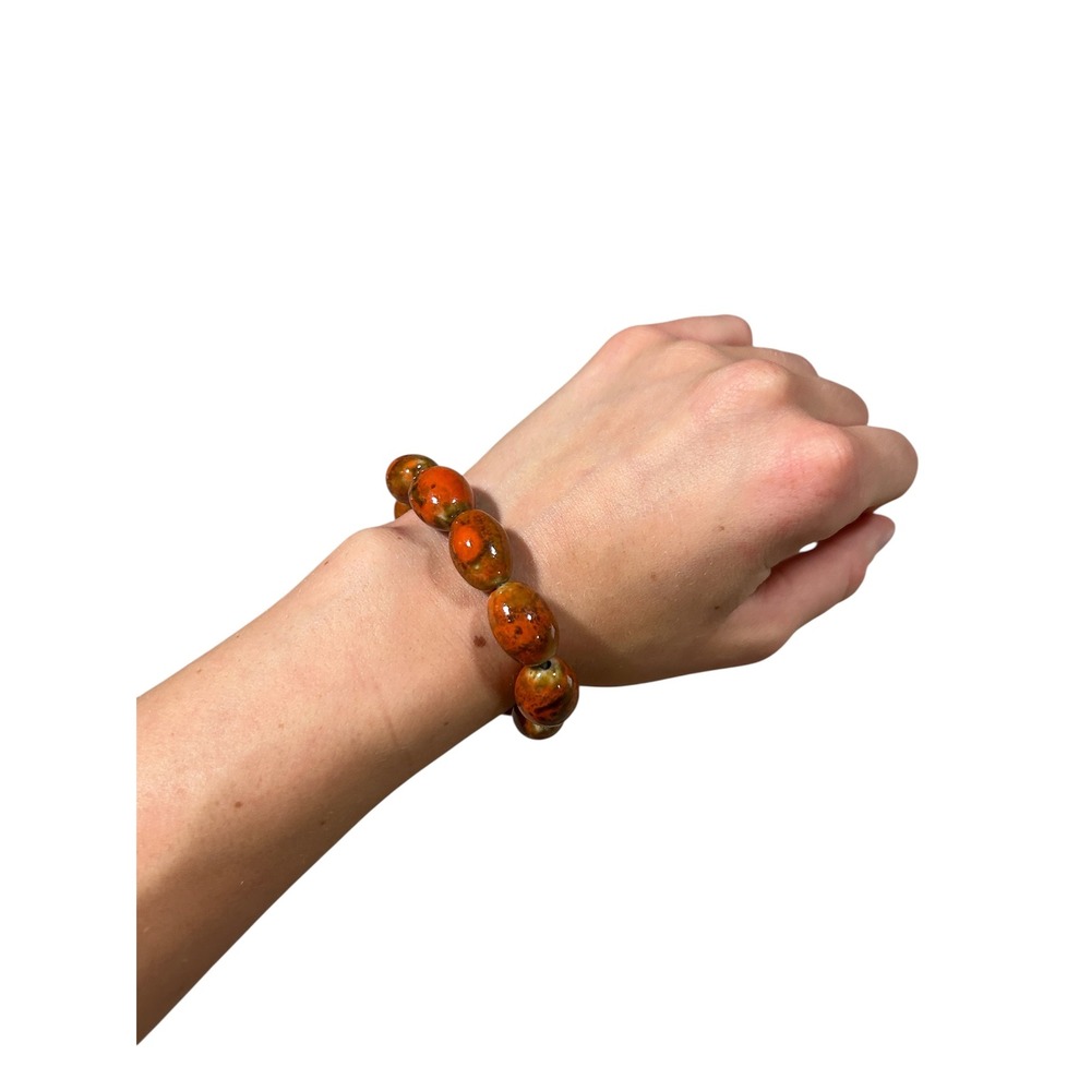 Vintage Orange‎ Marbled Resin Bangle Bracelet
